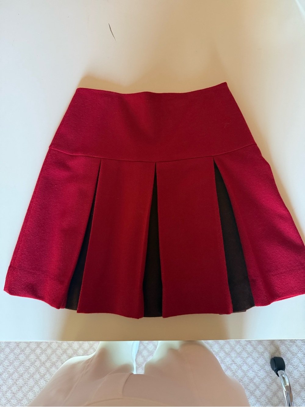 Papo d'Anjo Red Pleated Girls' Skirt with Black Insets